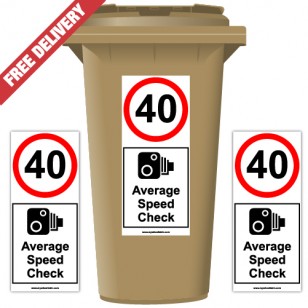 40 mph Average Speed Check Speed Reduction Wheelie Bin Stickers XL